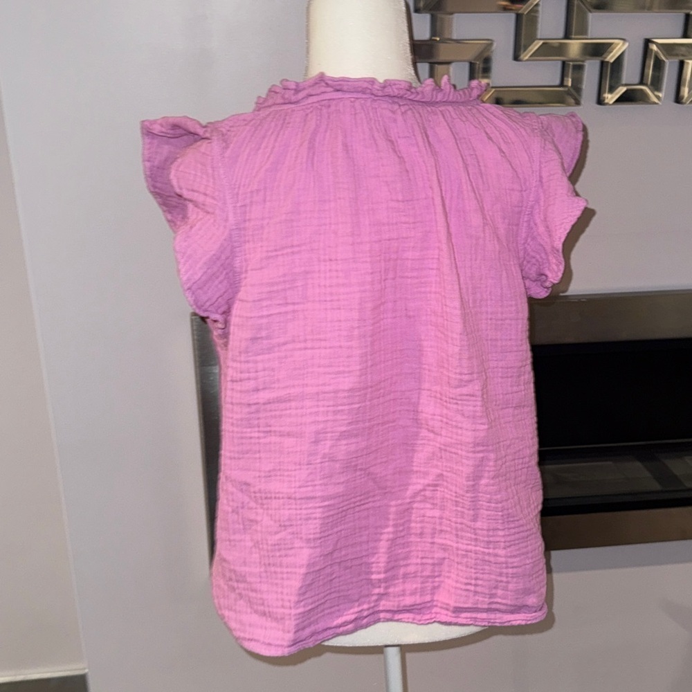 Old Navy Light Purple/Pink Ruffled Blouse size L 100% cotton - Picture 3 of 5